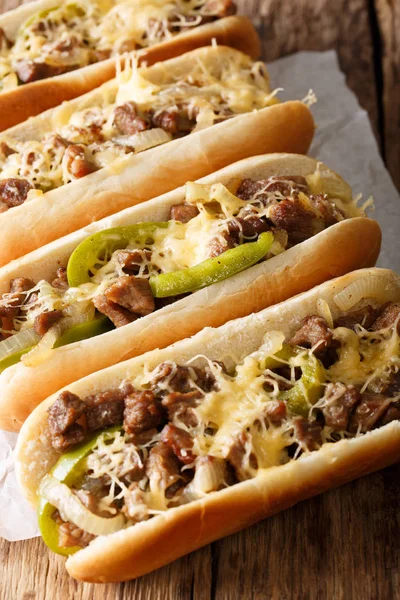 Zelfgemaakte Philly Cheesesteak Sandwich met uien en paprika mac — Stockfoto
