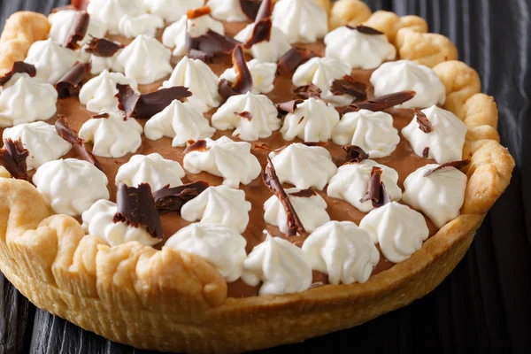 French silk pie with whipped cream close-up. horizontal — Stock Photo, Image