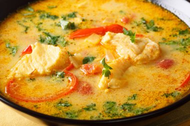 Brezilyalı güveç (Moqueca Baiana) Balık ve biber (capsic