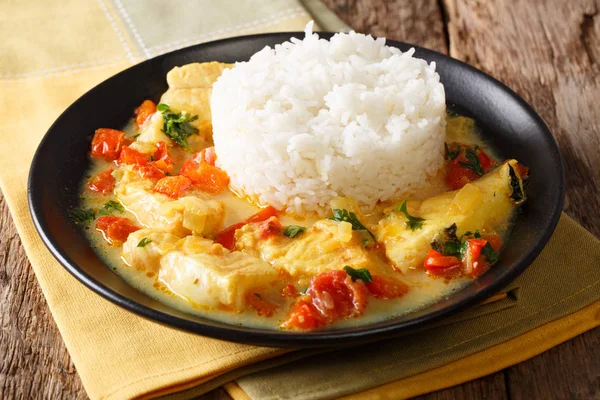 Cocina ecuatoriana: Pescado encocado o pescado con salsa de coco — Foto de Stock