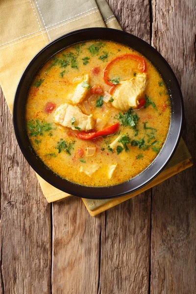 Brazilian food: Moqueca Baiana of fish and bell peppers in spicy — Stock Image Brazilian food: Moqueca Baiana of fish and bell peppers in spicy Stock Image
