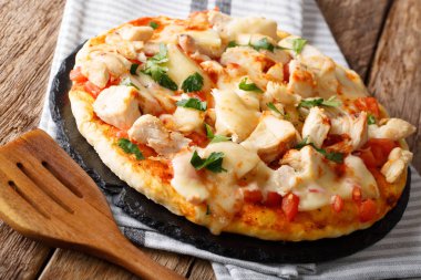 Tavuk göğsü, domates concasse ve mozzarell ile İtalyan pizza