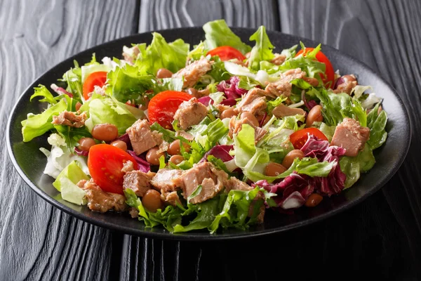 Ensalada mediterránea con atún, judías borlotti, tomate cherry — Foto de Stock