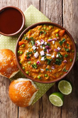 Pav Bhaji Hint Lokanta ile baharatlı ekmek Paav yakın çekim