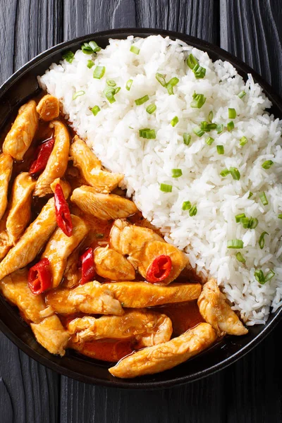 Тайська їжа: Panang каррі з рисом Закри. Вертикальні Топ переглянути fr — стокове фото