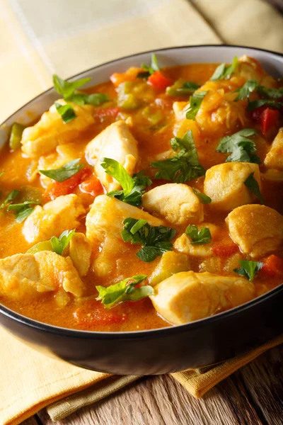 Bobo chicken with vegetables in coconut milk close-up in a bowl. — Stock Photo, Image