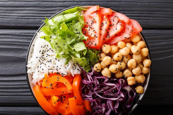 Nasi dan acar pedas sayuran sayuran mangkuk buddha. Kesehatan — Stok Foto