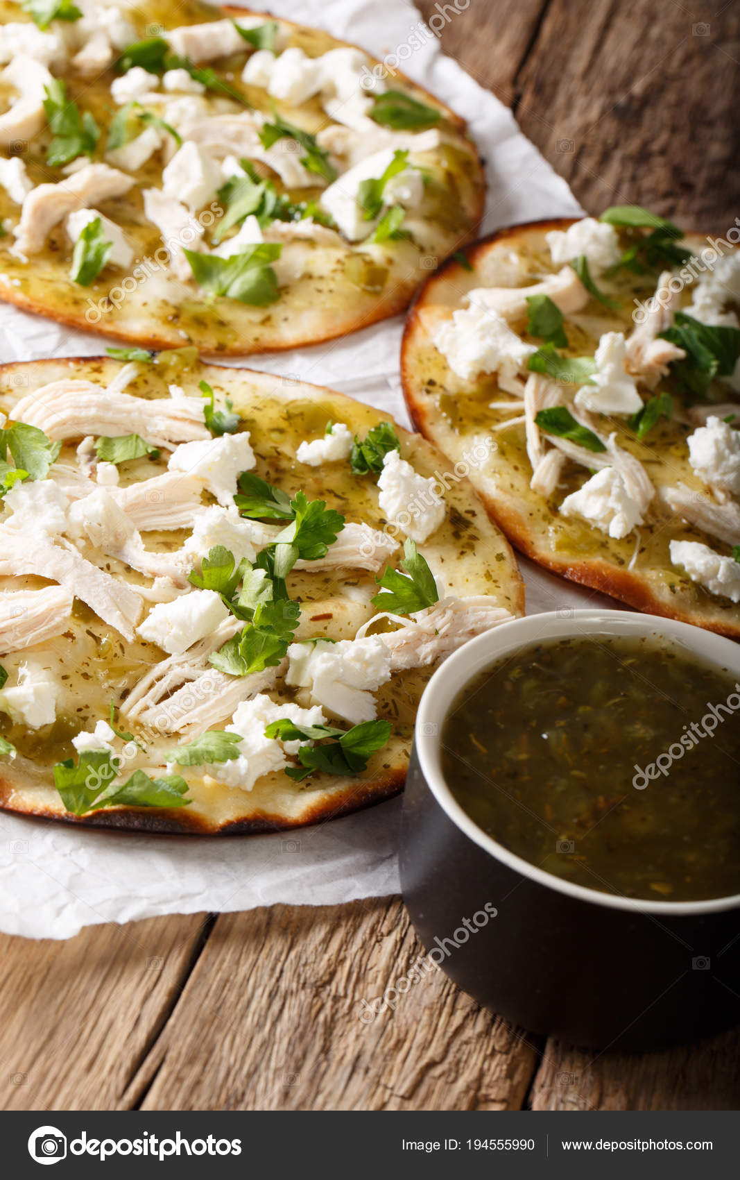 Para de verde pollo carne salsa