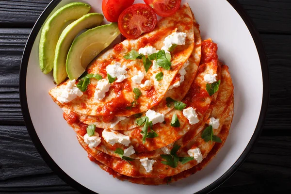 çiftlik peyniri ve domates sosu yakın çekim bir plat ile entomatadas