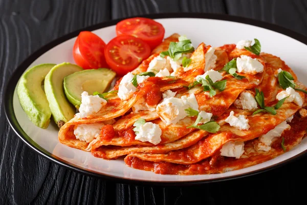 Comida mexicana: entomatadas con queso de granja, salsa de tomate, verduras —  Fotos de Stock