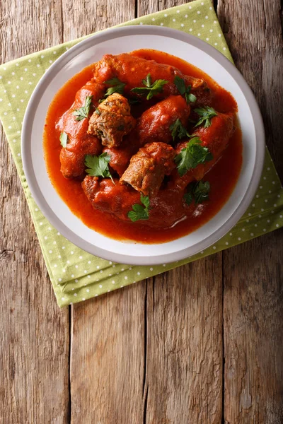 Italian food: beef steak stuffed with parsley and parmesan chees — Stock Photo, Image