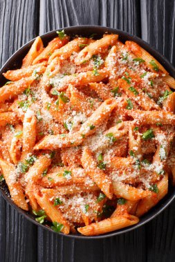 Penne alla vodka is a pasta dish made with vodka, usually made w
