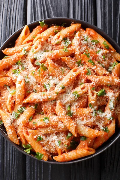 Penne alla vodka is a pasta dish made with vodka, usually made w — стоковое фото