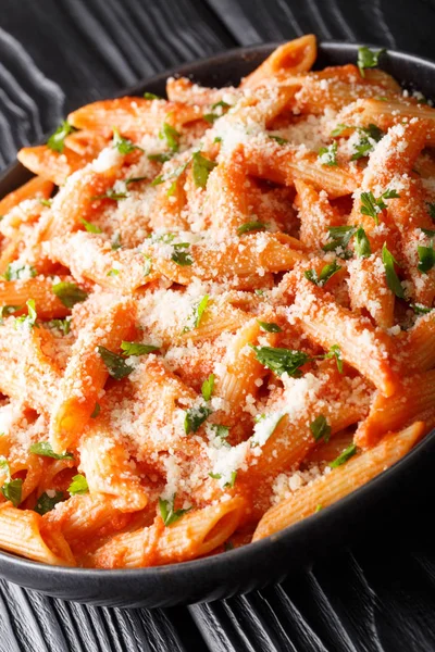 Penne alla vodka is a pasta dish made with vodka, usually made w — Stok fotoğraf