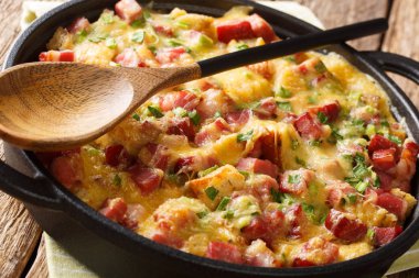 Geleneksel Amerikan tabakası jambon, ekmek, soğan, peynir ve 
