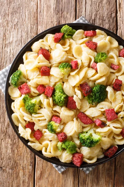 Orecchiette recept med broccoli, kryddig korv, och en enkel cr — Stockfoto