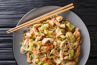 stir fried rice noodles pancit bihon with vegetables and meat cl