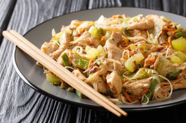 stir fried rice noodles pancit bihon with vegetables and meat cl