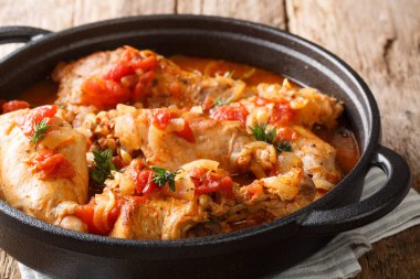 Cunillo stew of rabbit in tomato sauce with white wine and herbs