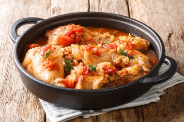 Tasty spicy rabbit stew in tomato sauce with white wine and herb