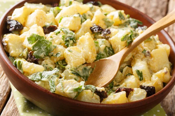 Marocco cucina insalata di patate con yogurt, erbe aromatiche, spezie e secchi — Foto Stock