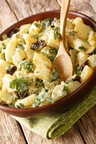 Insalata di patate piccanti marocchine con yogurt, menta, coriandolo e secco — Foto Stock