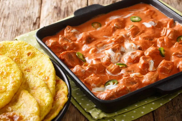 Queijo Vegetariano Tofu Manteiga Masala Panner Com Roti Closeup Uma — Fotografia de Stock