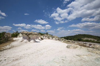 Panoramik kaya oluşumu Kardjali Stone mantar / Kırcaali bölgesi, Bulgaristan.