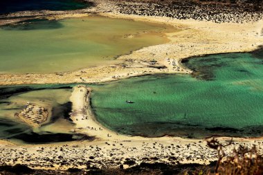 Balos lagün kalp şekli adada Crete, Yunanistan