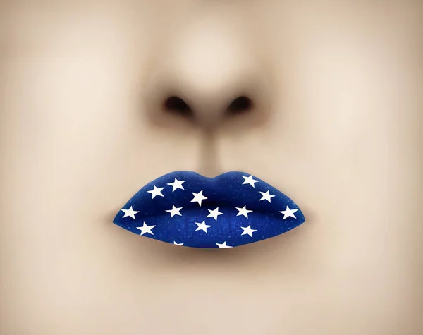 파란 입술과 하얀 별 — 스톡 사진