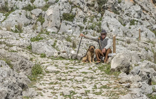 Schafhirte mit seinem Hund — Stockfoto