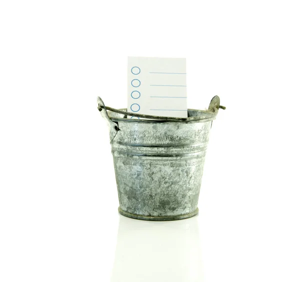 Lista de balde isolado no branco — Fotografia de Stock