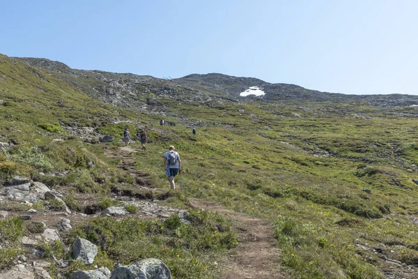Люди, гуляющие в национальном парке в Норвегии — стоковое фото