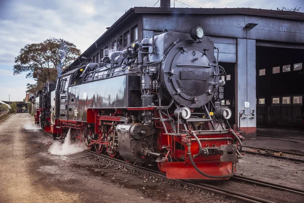 Old black steam loc in germany — Stock Photo, Image
