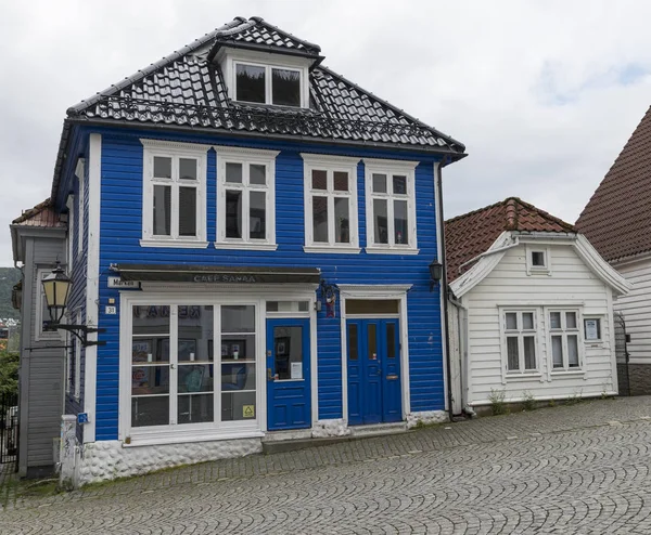 Typische blauwe huis Noorwegen — Stockfoto