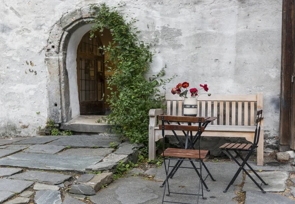 Antigua terraza en bergen norway — Foto de Stock