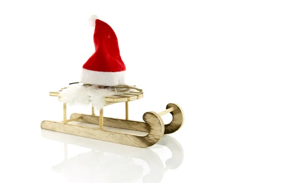 Wooden santa claus sled — Stock Photo, Image