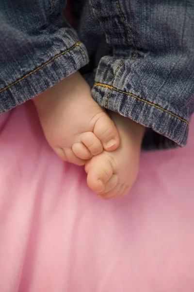 Cropped Closeup View Naked Little Baby Feets — Stock Photo, Image