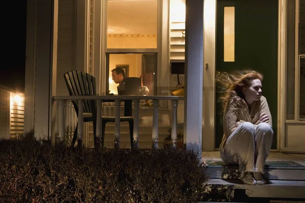 Woman Sitting Her House — Stock Photo, Image