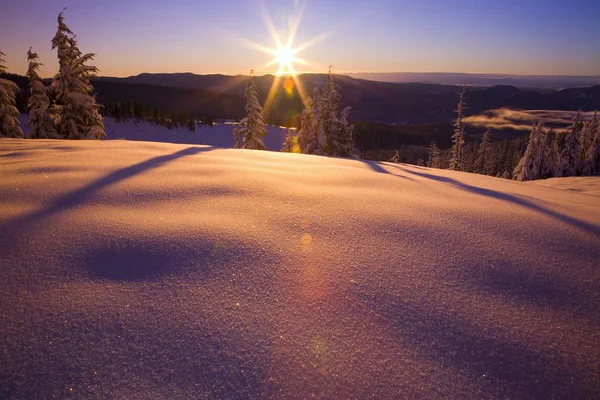 Pista di montagna con neve — Foto Stock