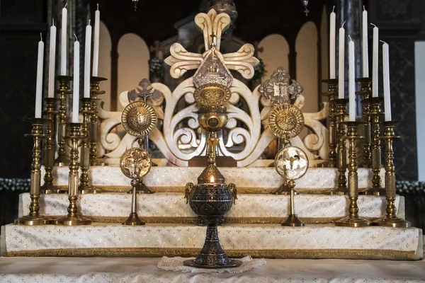 Armenian cross and candle holders — Stock Photo, Image