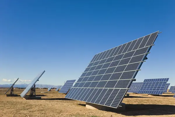 Solar Panels Blue Sky Calahorra Granada Spain — Stock Photo, Image