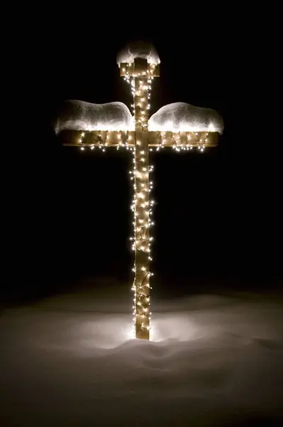 Illuminated Cross on ground — Stock Photo, Image
