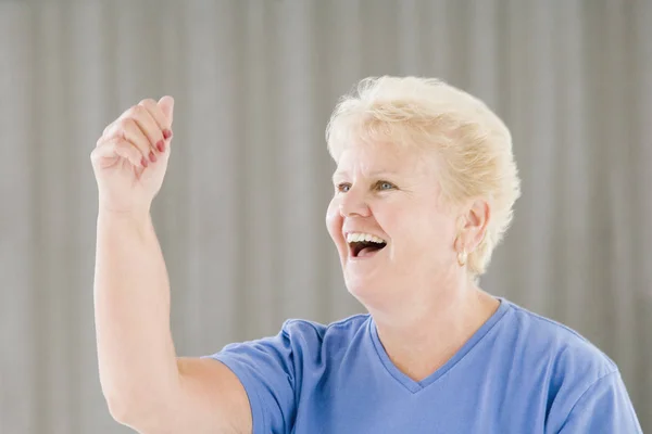 Senior Woman Exercising Gym Laughing — Stock Photo, Image