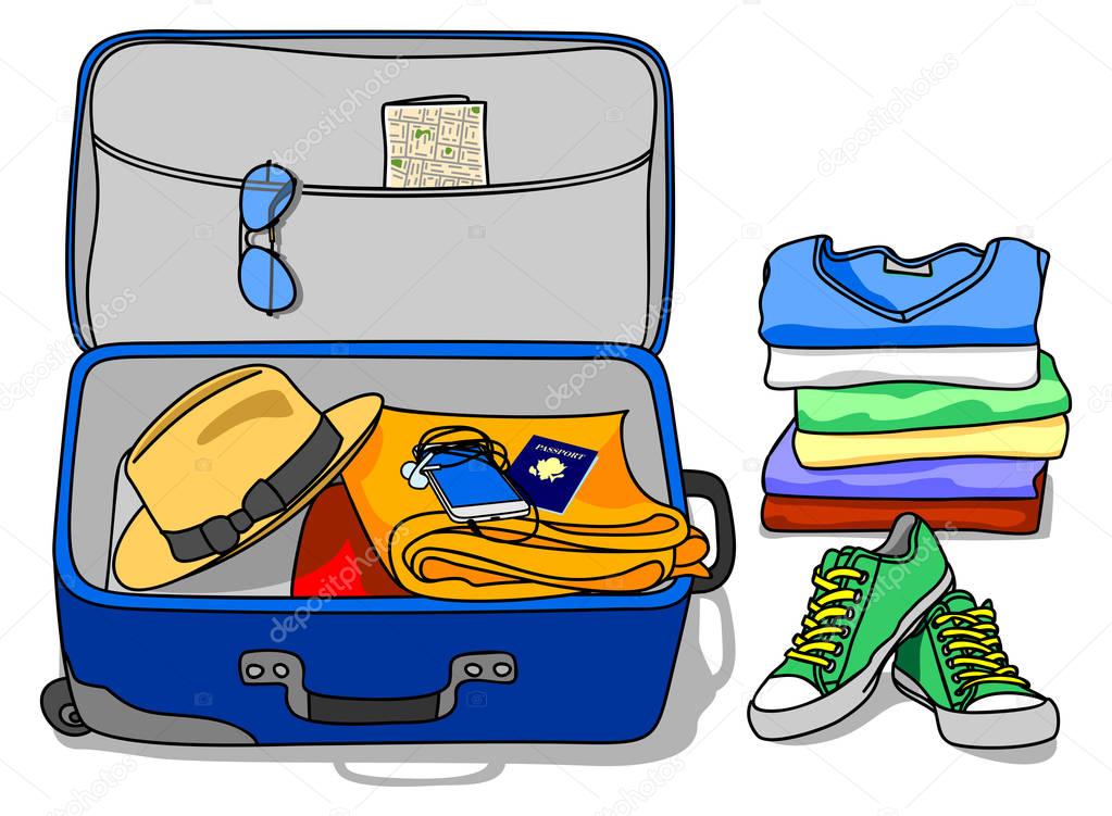 Packing set of things into a suitcase