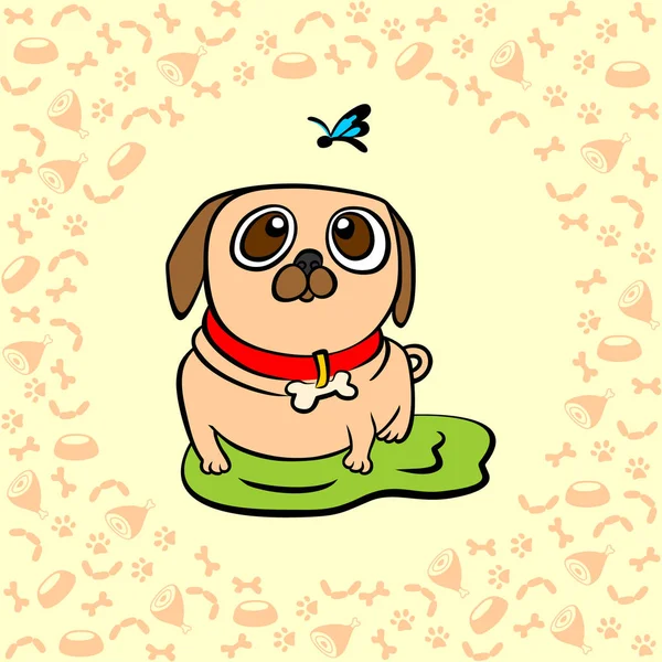 Butterfly'Dikişsiz desen özgeçmişlerine bakarak mutlu karikatür köpek