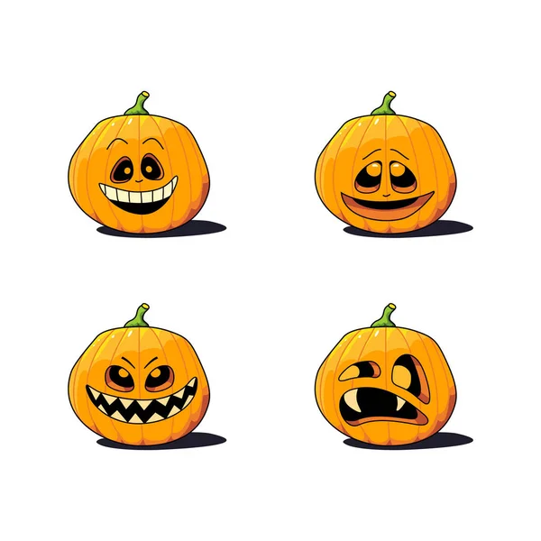 Conjunto de ícones de abóbora de Halloween — Vetor de Stock