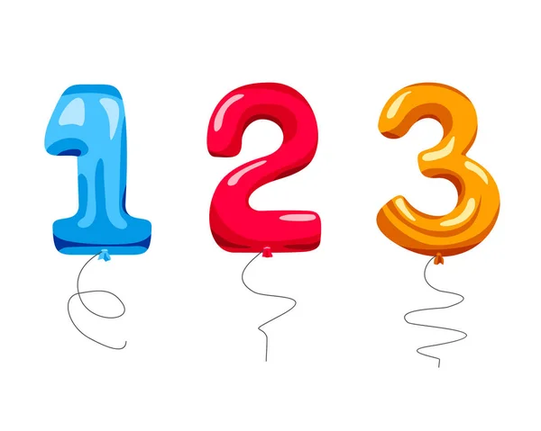 Set vettoriale di palloncini colorati isolati sotto forma di numeri — Vettoriale Stock