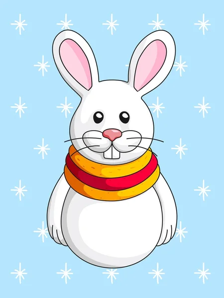可爱的兔子戴着红色和黄色的围巾 — 图库矢量图片