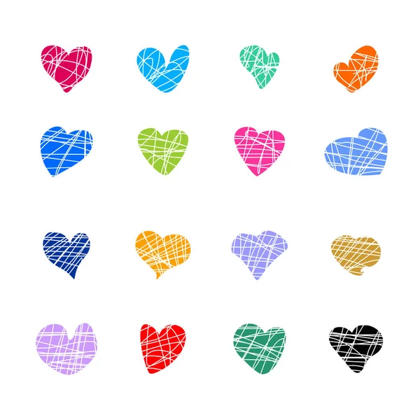 Conjunto Corazones Vectoriales Como Símbolos Del Amor — Vector de stock